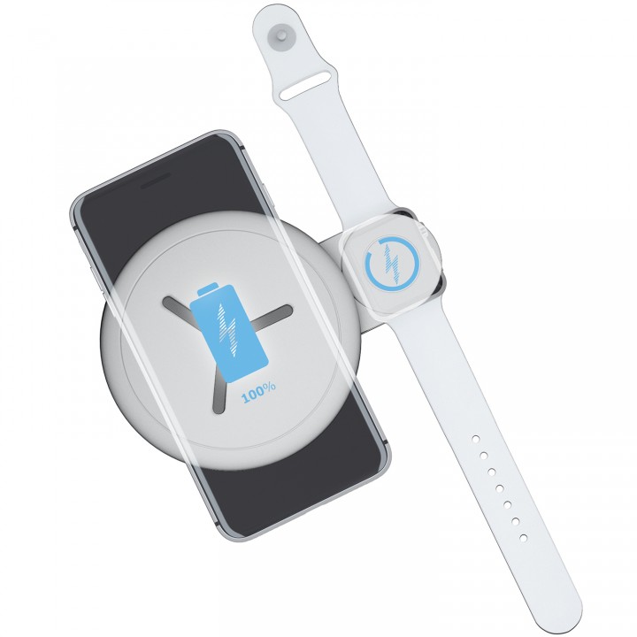 Беспроводное ЗУ Interstep для Iphone и Apple Watch, QI12W